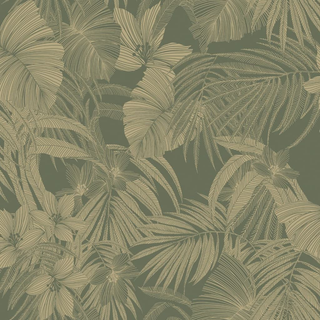 DUTCH WALLCOVERINGS Wallpaper Joelle Green and Gold - Giant Lobelia