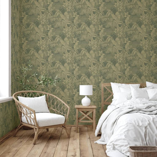 DUTCH WALLCOVERINGS Wallpaper Joelle Green and Gold - Giant Lobelia