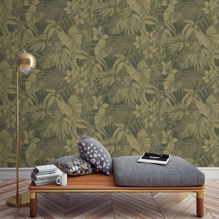 DUTCH WALLCOVERINGS Wallpaper Joelle Green and Gold - Giant Lobelia