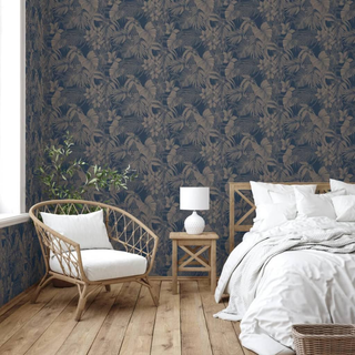 DUTCH WALLCOVERINGS Wallpaper Joelle Silver and Blue - Giant Lobelia