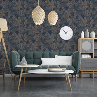 DUTCH WALLCOVERINGS Wallpaper Joelle Silver and Blue - Giant Lobelia