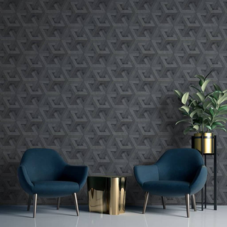 DUTCH WALLCOVERINGS Wallpaper Onyx Anthracite and Gold - Giant Lobelia