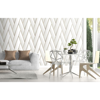 DUTCH WALLCOVERINGS Wallpaper Geometric White and Gold - Giant Lobelia