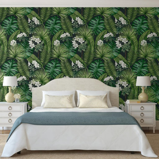 DUTCH WALLCOVERINGS Wallpaper Eden Black and Dark Green - Giant Lobelia