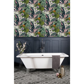 DUTCH WALLCOVERINGS Wallpaper Passion Flower White and Green - Giant Lobelia