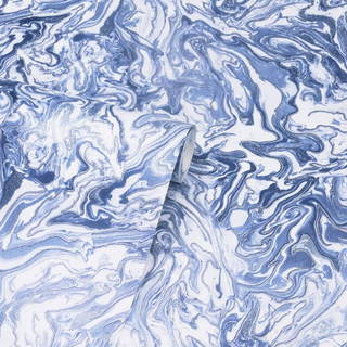 DUTCH WALLCOVERINGS Wallpaper Liquid Marble Blue - Giant Lobelia