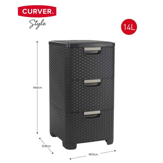 Curver Drawer Cabinet Style 3x14L Anthracite - Giant Lobelia