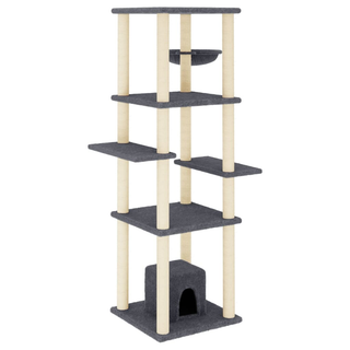 Cat Tree with Sisal Scratching Posts Dark Grey 154 cm - Giant Lobelia