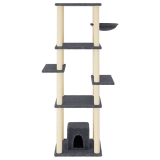 Cat Tree with Sisal Scratching Posts Dark Grey 154 cm - Giant Lobelia