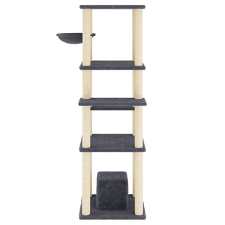 Cat Tree with Sisal Scratching Posts Dark Grey 154 cm - Giant Lobelia