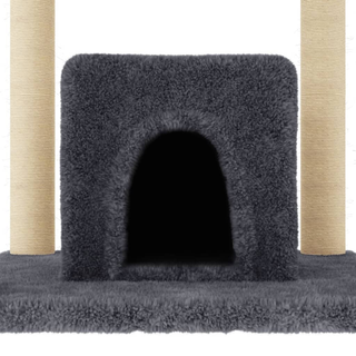 Cat Tree with Sisal Scratching Posts Dark Grey 154 cm - Giant Lobelia