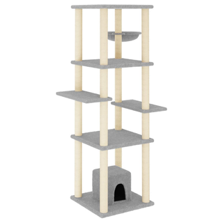 Cat Tree with Sisal Scratching Posts Light Grey 154 cm - Giant Lobelia