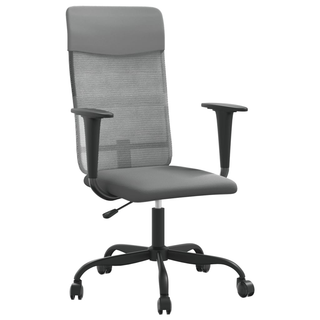 Office Chair Height Adjustable Grey Mesh Fabric and Faux Leather - Giant Lobelia