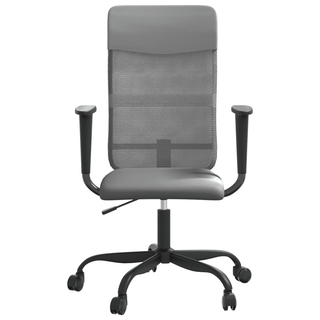 Office Chair Height Adjustable Grey Mesh Fabric and Faux Leather - Giant Lobelia