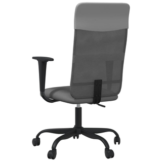 Office Chair Height Adjustable Grey Mesh Fabric and Faux Leather - Giant Lobelia