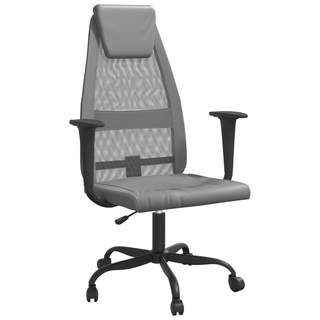 Office Chair Grey Mesh Fabric and Faux Leather - Giant Lobelia