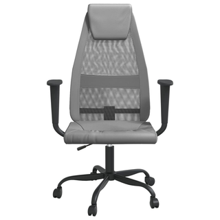 Office Chair Grey Mesh Fabric and Faux Leather - Giant Lobelia