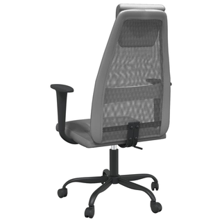 Office Chair Grey Mesh Fabric and Faux Leather - Giant Lobelia