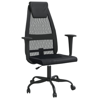 Office Chair Black Mesh Fabric and Faux Leather - Giant Lobelia