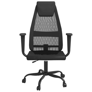 Office Chair Black Mesh Fabric and Faux Leather - Giant Lobelia