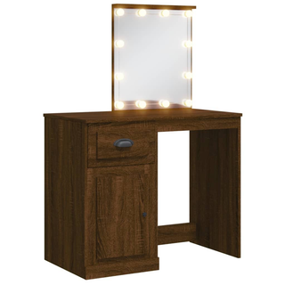 vidaXL Dressing Table with LED Lights Brown Oak 90x42x132.5 cm - Giant Lobelia