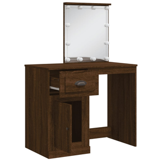 vidaXL Dressing Table with LED Lights Brown Oak 90x42x132.5 cm - Giant Lobelia