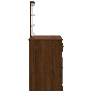 vidaXL Dressing Table with LED Lights Brown Oak 90x42x132.5 cm - Giant Lobelia