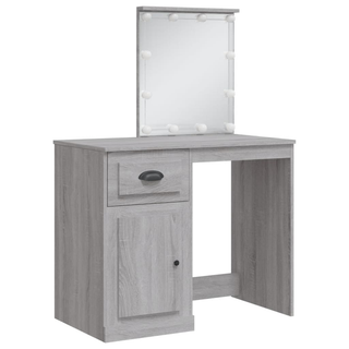 vidaXL Dressing Table with LED Lights Grey Sonoma 90x42x132.5 cm - Giant Lobelia