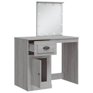 vidaXL Dressing Table with LED Lights Grey Sonoma 90x42x132.5 cm - Giant Lobelia