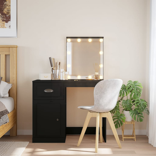 vidaXL Dressing Table with LED Lights Black 90x42x132.5 cm - Giant Lobelia