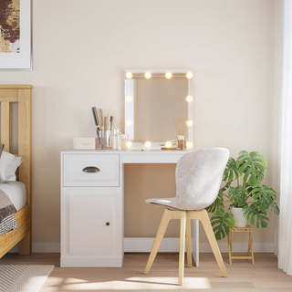 vidaXL Dressing Table with LED Lights White 90x42x132.5 cm - Giant Lobelia