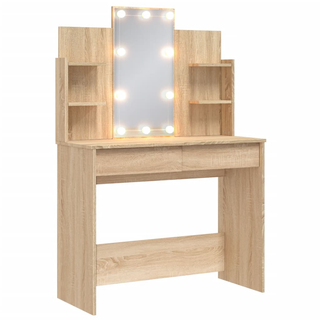 Dressing Table with LED Lights Sonoma Oak 96x40x142 cm - Giant Lobelia