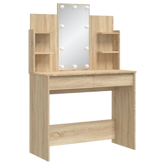 Dressing Table with LED Lights Sonoma Oak 96x40x142 cm - Giant Lobelia