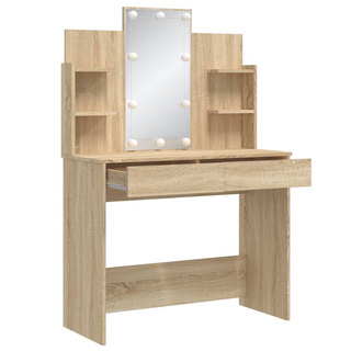 Dressing Table with LED Lights Sonoma Oak 96x40x142 cm - Giant Lobelia