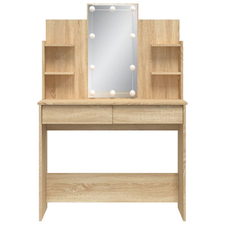 Dressing Table with LED Lights Sonoma Oak 96x40x142 cm - Giant Lobelia