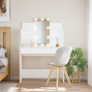 Dressing Table with LED Lights White 96x40x142 cm - Giant Lobelia