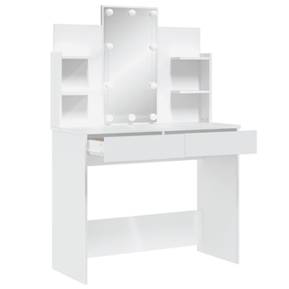 Dressing Table with LED Lights White 96x40x142 cm - Giant Lobelia