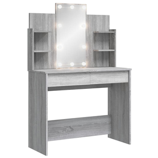 Dressing Table with LED Lights Grey Sonoma 96x40x142 cm - Giant Lobelia