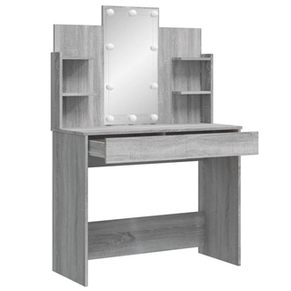 Dressing Table with LED Lights Grey Sonoma 96x40x142 cm - Giant Lobelia