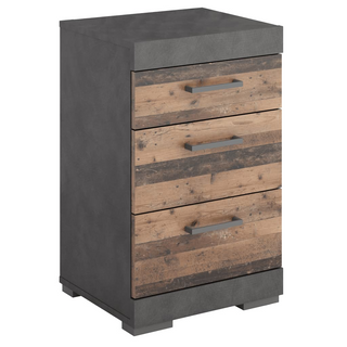 FMD Bedside Table with 3 Drawers Grey and Old Style - Giant Lobelia