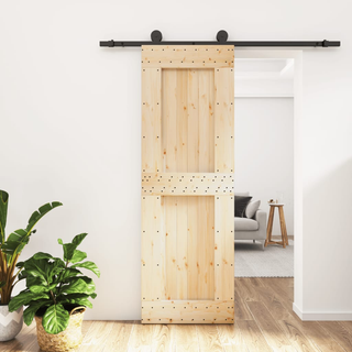 Sliding Door with Hardware Set 70x210 cm Solid Wood Pine - Giant Lobelia