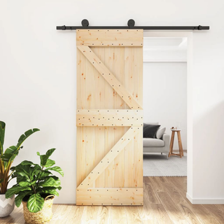 Sliding Door with Hardware Set 70x210 cm Solid Wood Pine - Giant Lobelia