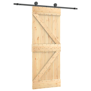 Sliding Door with Hardware Set 70x210 cm Solid Wood Pine - Giant Lobelia