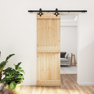 Sliding Door with Hardware Set 70x210 cm Solid Wood Pine - Giant Lobelia