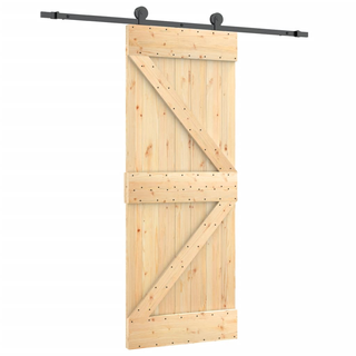 Sliding Door with Hardware Set 70x210 cm Solid Wood Pine - Giant Lobelia