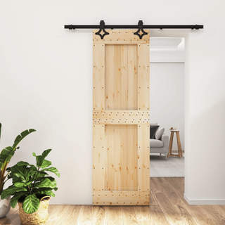 Sliding Door with Hardware Set 70x210 cm Solid Wood Pine - Giant Lobelia