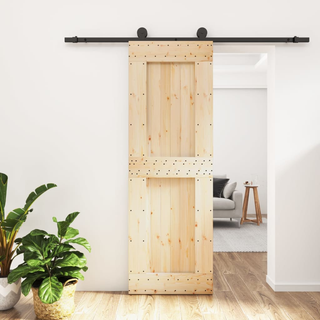 Sliding Door with Hardware Set 70x210 cm Solid Wood Pine - Giant Lobelia