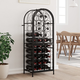 Wine Rack for 41 Bottles Black 45x36x120 cm Wrought Iron - Giant Lobelia