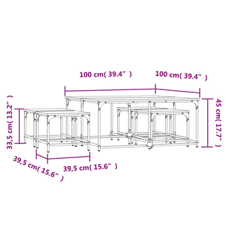 vidaXL Nesting Coffee Tables 5 pcs Brown Oak Engineered Wood - Giant Lobelia