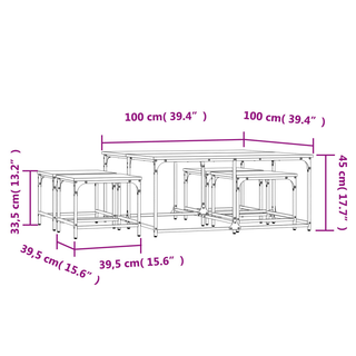 vidaXL Nesting Coffee Tables 5 pcs Smoked Oak Engineered Wood - Giant Lobelia